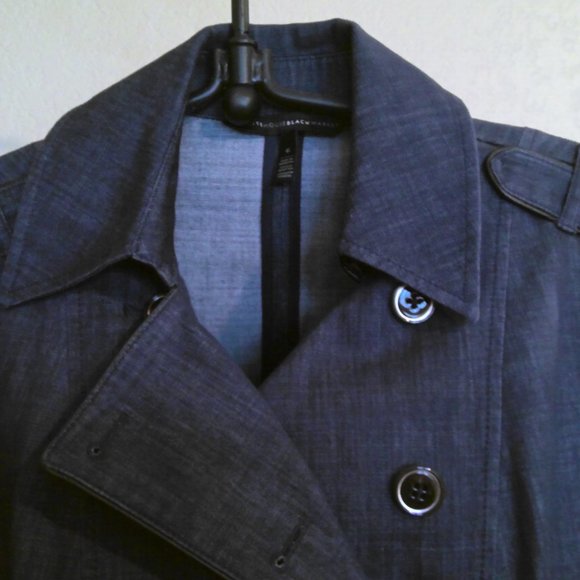 White House Black Market Blue Jean Jacket 6 Double Breasted Pockets 3/4 Sleeve - Picture 5 of 12